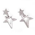 Boucles d'oreilles pendantes étoiles couleur argent, strass argentés cadeau