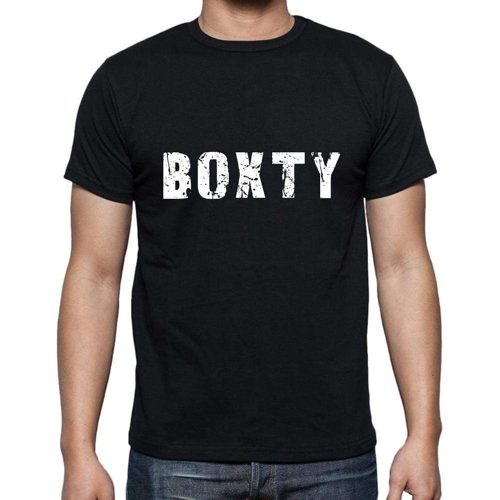 Boxty Mens Short Sleeve Round Neck T-Shirt 5 Letters Black Word 00006 - Casual