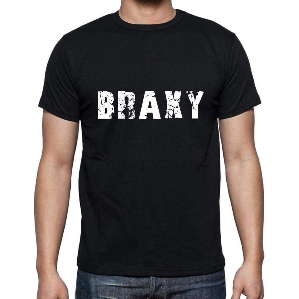 Braxy Mens Short Sleeve Round Neck T-Shirt 5 Letters Black Word 00006 - Casual
