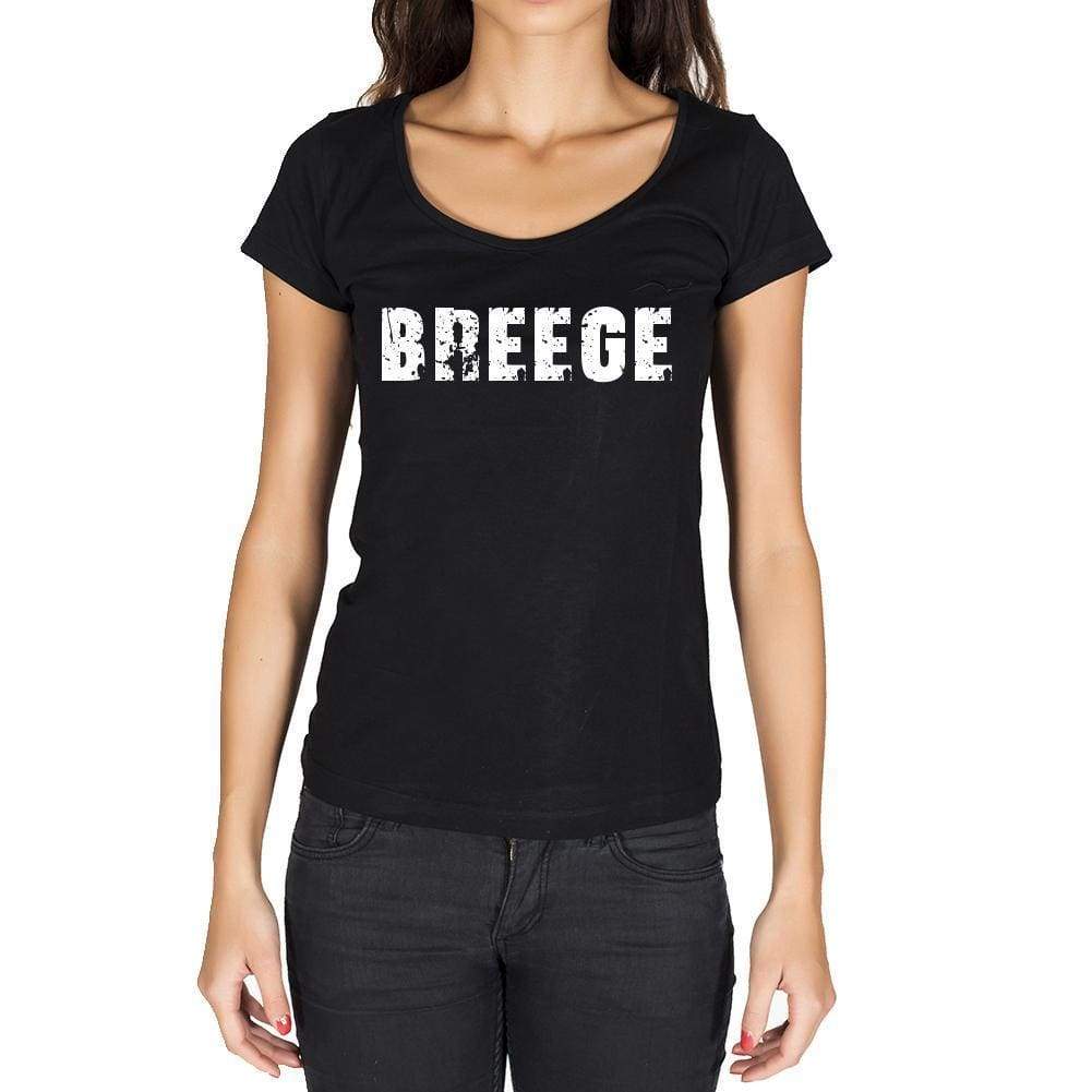 Breege German Cities Black Womens Short Sleeve Round Neck T-Shirt 00002 - Casual