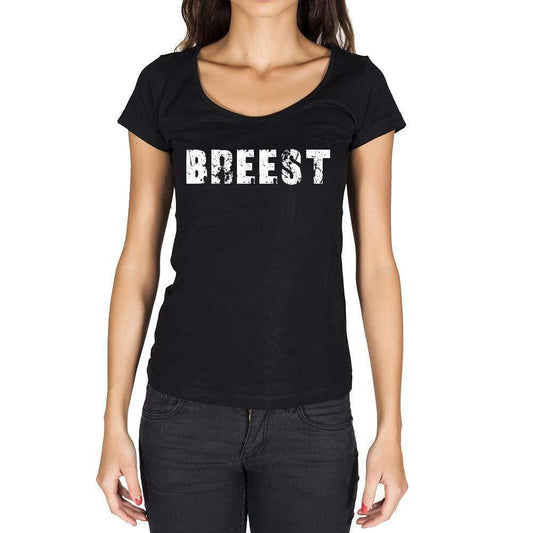 Breest German Cities Black Womens Short Sleeve Round Neck T-Shirt 00002 - Casual