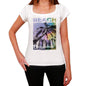 Brigantine Beach Name Palm White Womens Short Sleeve Round Neck T-Shirt 00287 - White / Xs - Casual