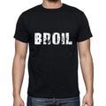 broil Men's Short Sleeve Round Neck T-shirt , 5 letters Black , word 00006