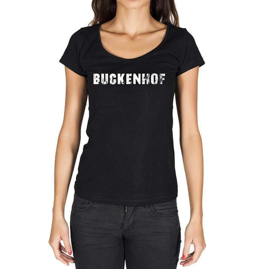 Buckenhof German Cities Black Womens Short Sleeve Round Neck T-Shirt 00002 - Casual