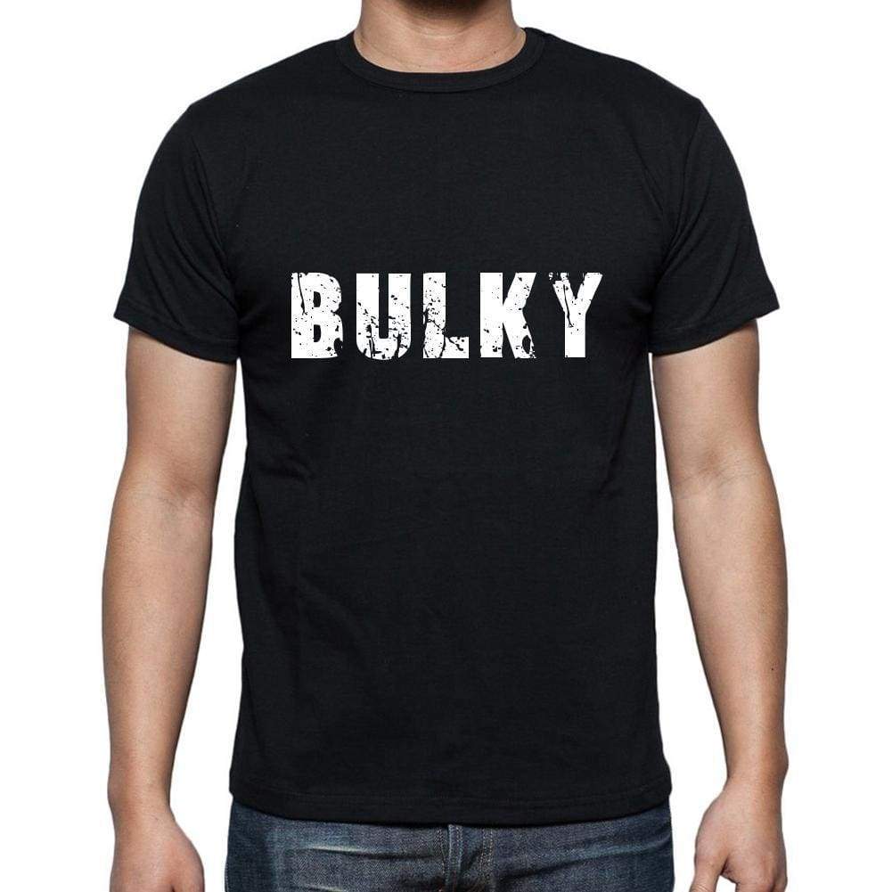 Bulky Mens Short Sleeve Round Neck T-Shirt 5 Letters Black Word 00006 - Casual