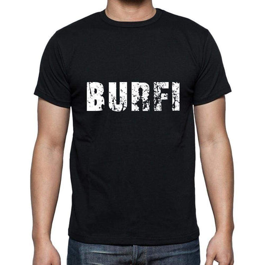 Burfi Mens Short Sleeve Round Neck T-Shirt 5 Letters Black Word 00006 - Casual