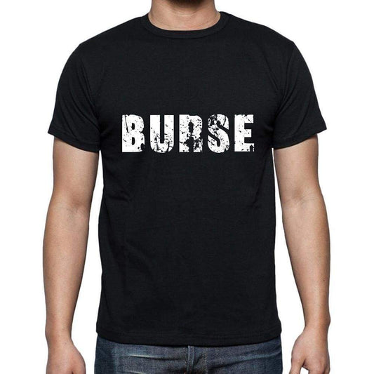 Burse Mens Short Sleeve Round Neck T-Shirt 5 Letters Black Word 00006 - Casual