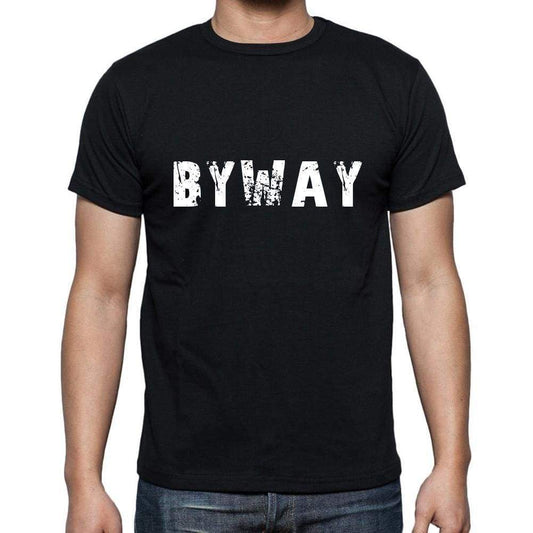 Byway Mens Short Sleeve Round Neck T-Shirt 5 Letters Black Word 00006 - Casual
