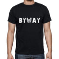 byway Men's Short Sleeve Round Neck T-shirt , 5 letters Black , word 00006