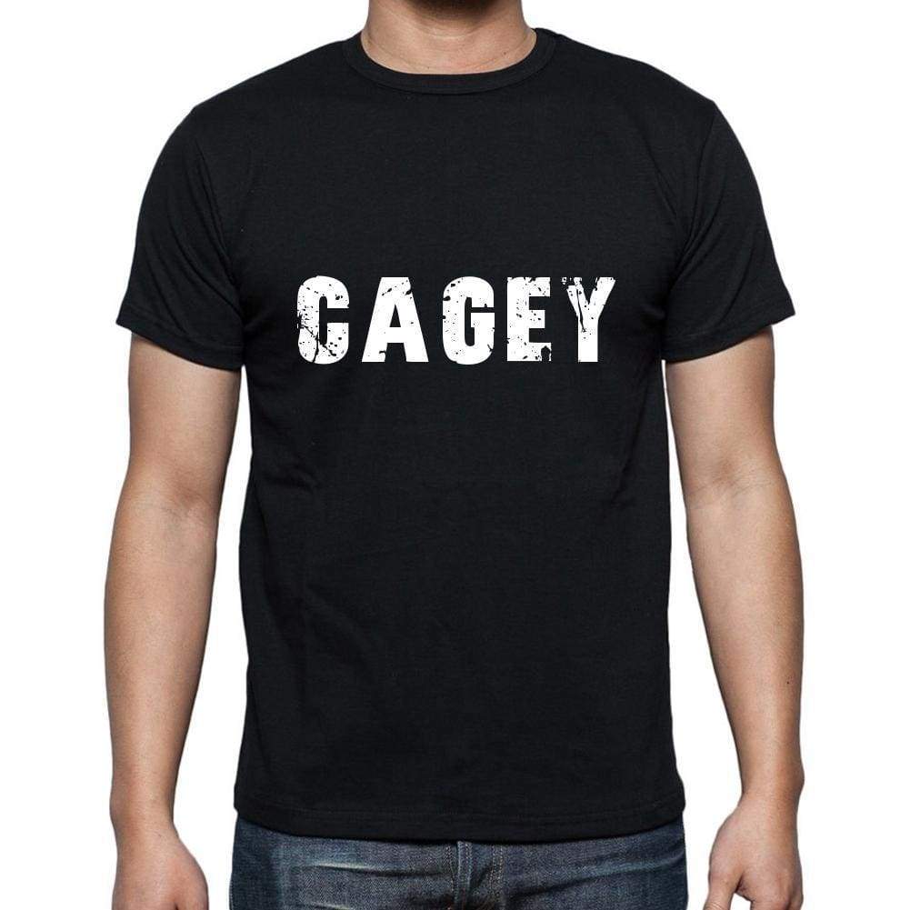 Cagey Mens Short Sleeve Round Neck T-Shirt 5 Letters Black Word 00006 - Casual