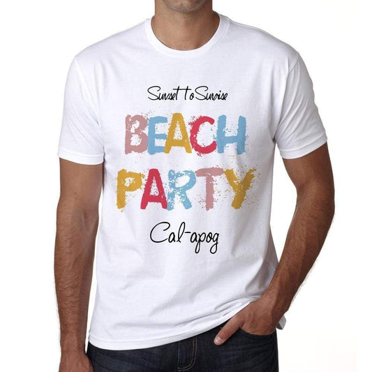 Cal-Apog Beach Party White Mens Short Sleeve Round Neck T-Shirt 00279 - White / S - Casual