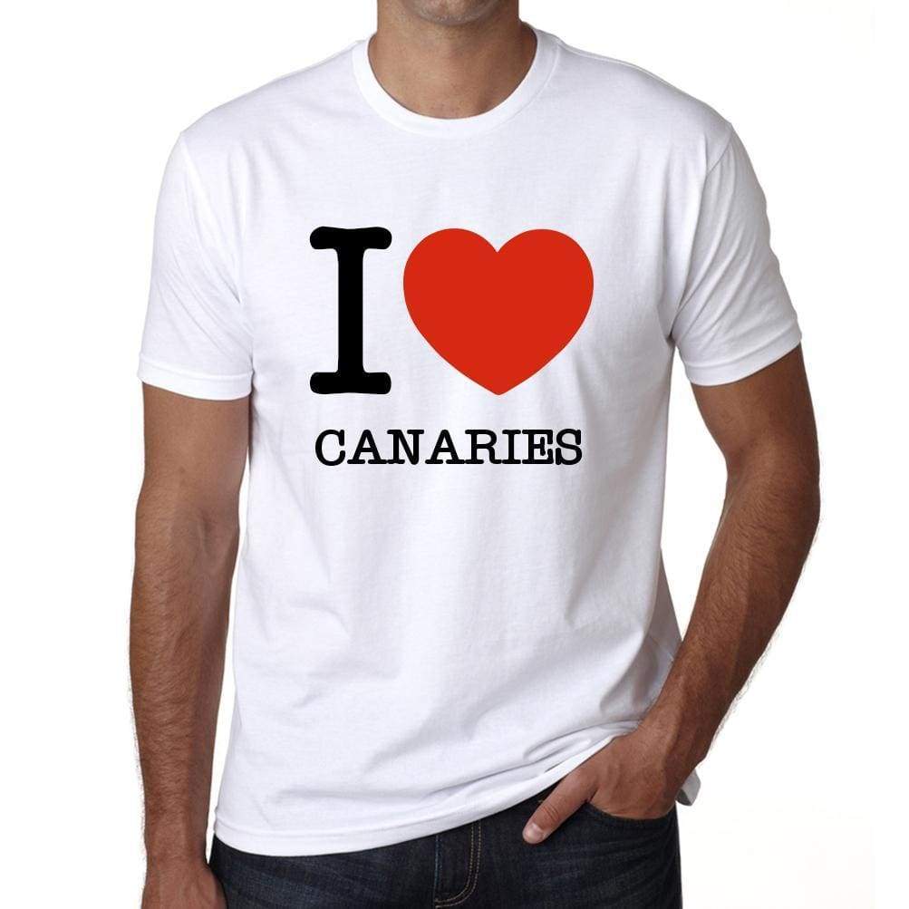 Canaries I Love Animals White Mens Short Sleeve Round Neck T-Shirt 00064 - White / S - Casual