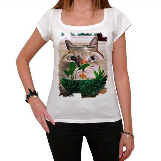 Cat Fisheye Face Tshirt White Womens T-Shirt 00222