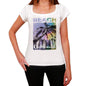 Cattlewash Beach Name Palm White Womens Short Sleeve Round Neck T-Shirt 00287 - White / Xs - Casual