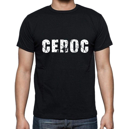 Ceroc Mens Short Sleeve Round Neck T-Shirt 5 Letters Black Word 00006 - Casual