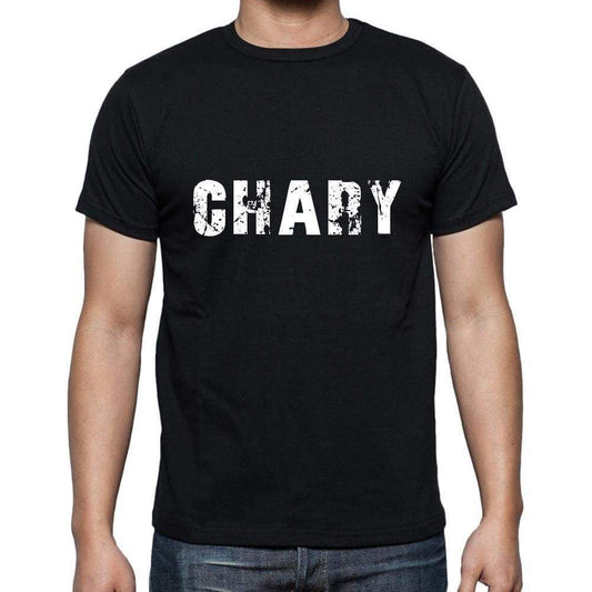 Chary Mens Short Sleeve Round Neck T-Shirt 5 Letters Black Word 00006 - Casual