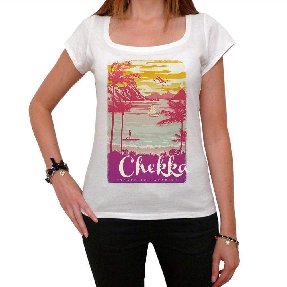 Chekka Escape To Paradise Womens Short Sleeve Round Neck T-Shirt 00280 - White / Xs - Casual