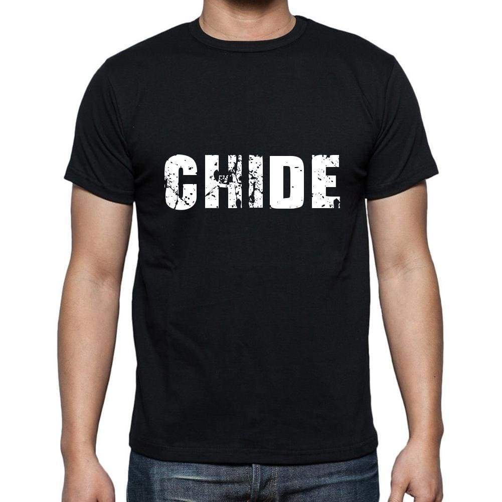 Chide Mens Short Sleeve Round Neck T-Shirt 5 Letters Black Word 00006 - Casual