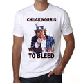 Chuck Norris Wants You To Bleed, Men's White tee, 100% Cotton 00217