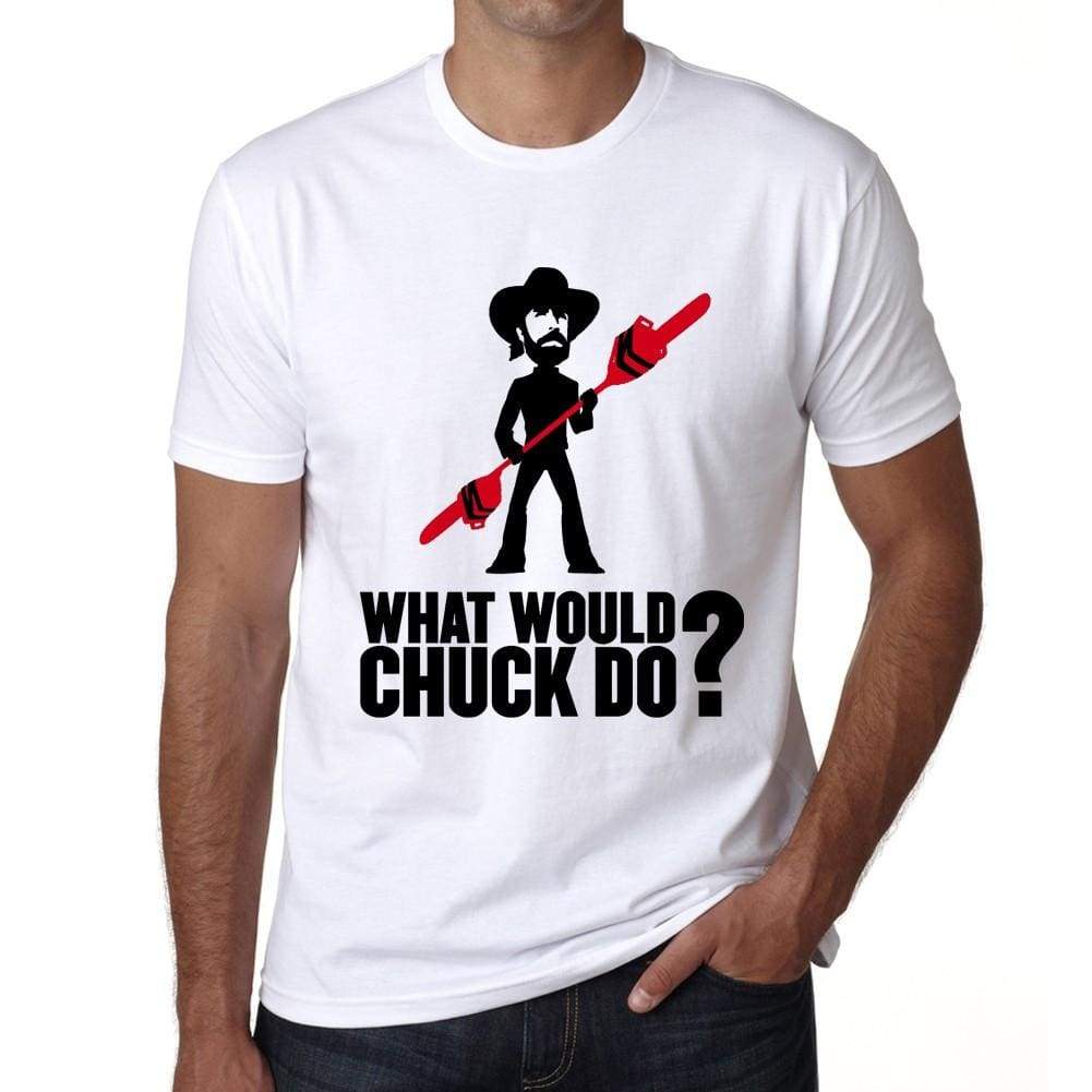 Chuck Norris What Would Chuck Do Mens White Tee 100% Cotton 00217