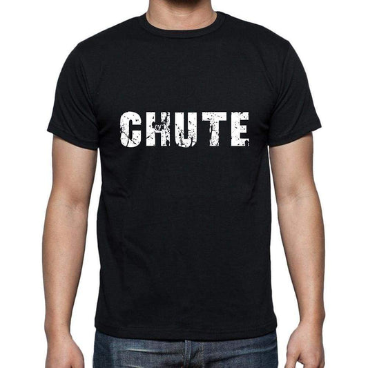 Chute Mens Short Sleeve Round Neck T-Shirt 5 Letters Black Word 00006 - Casual