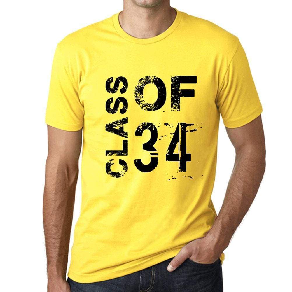 Class Of 34 Grunge Mens T-Shirt Yellow Birthday Gift 00484 - Yellow / Xs - Casual