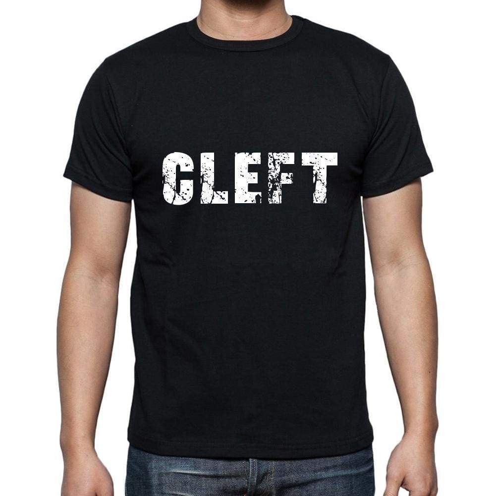 Cleft Mens Short Sleeve Round Neck T-Shirt 5 Letters Black Word 00006 - Casual