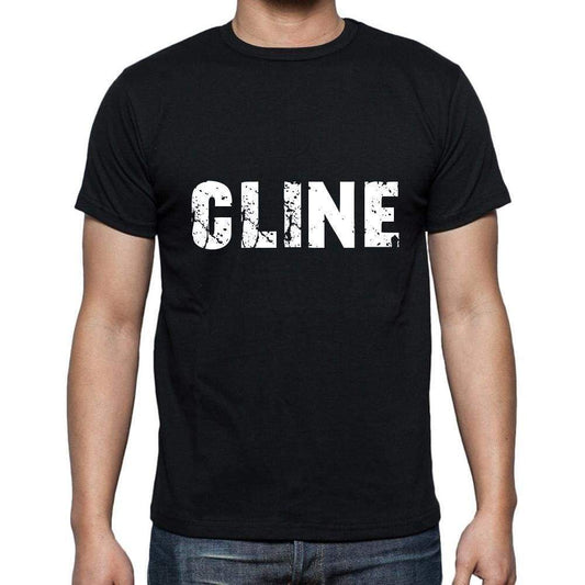 Cline Mens Short Sleeve Round Neck T-Shirt 5 Letters Black Word 00006 - Casual