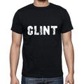 clint Men's Short Sleeve Round Neck T-shirt , 5 letters Black , word 00006