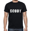 cobby Men's Short Sleeve Round Neck T-shirt , 5 letters Black , word 00006