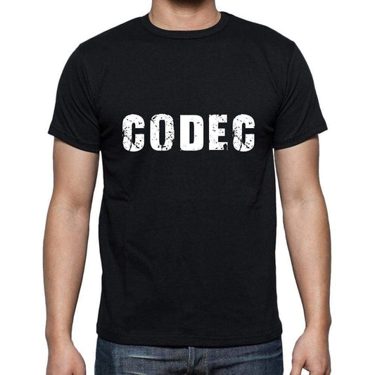 Codec Mens Short Sleeve Round Neck T-Shirt 5 Letters Black Word 00006 - Casual