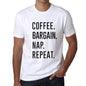 Coffee Bargain Nap Repeat Mens Short Sleeve Round Neck T-Shirt 00058 - White / S - Casual