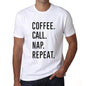 Coffee Call Nap Repeat Mens Short Sleeve Round Neck T-Shirt 00058 - White / S - Casual
