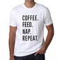 Coffee Feed Nap Repeat Mens Short Sleeve Round Neck T-Shirt 00058 - White / S - Casual