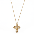 Collier chaîne couleur or pendentif croix