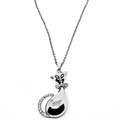 Collier pendentif chat chaîne couleur argent et strass