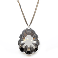Collier sautoir chaîne couleur noir et or pendentif pierre fantaisie