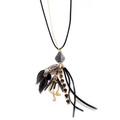 Collier sautoir chaîne style cuir pendentif breloques fantaisies