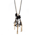 Collier sautoir chaîne style cuir pendentif breloques fantaisies