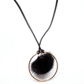 Collier sautoir chaîne style cuir pendentif pompon