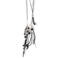 Collier sautoir chaînes couleur argent et pendentifs breloques fantaisies