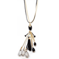 Collier sautoir chaînes couleur or, style cuir, breloques fantaisies