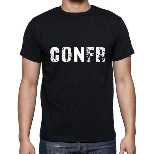 Confr Mens Short Sleeve Round Neck T-Shirt 5 Letters Black Word 00006 - Casual