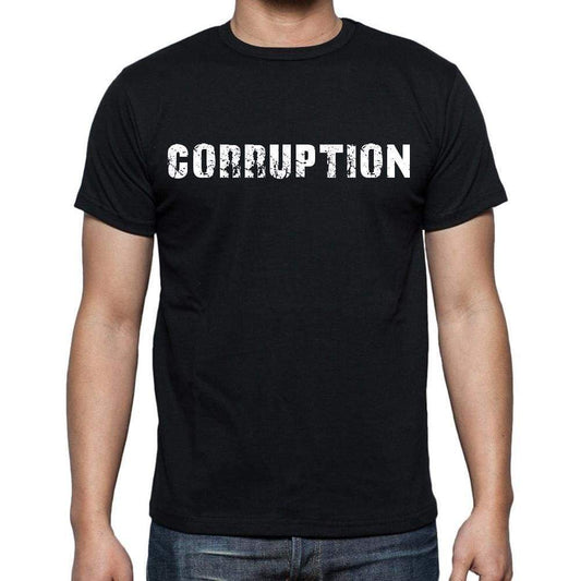 Corruption White Letters Mens Short Sleeve Round Neck T-Shirt 00007