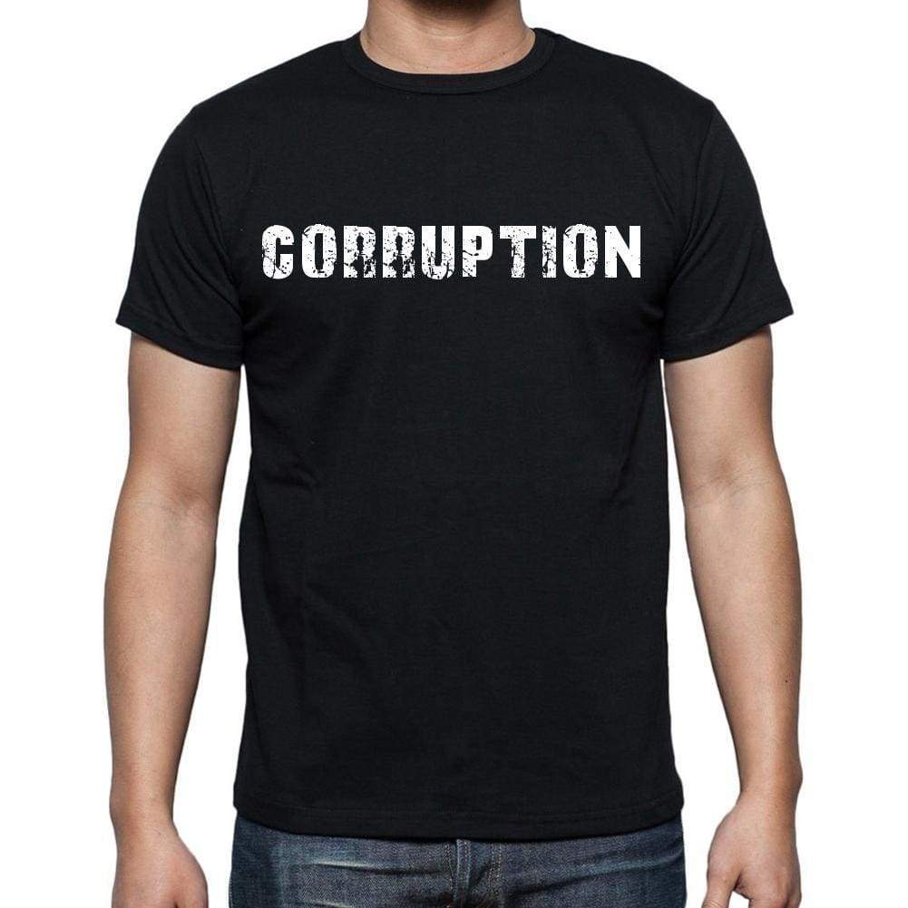 Corruption White Letters Mens Short Sleeve Round Neck T-Shirt 00007