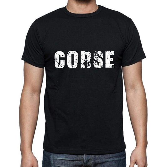Corse Mens Short Sleeve Round Neck T-Shirt 5 Letters Black Word 00006 - Casual