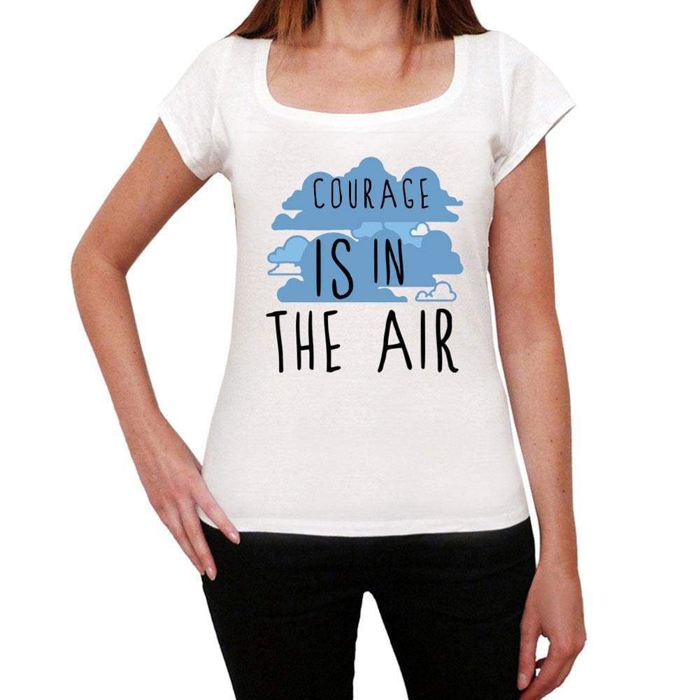 Courage in the air, White, <span>Women's</span> <span><span>Short Sleeve</span></span> <span>Round Neck</span> T-shirt, gift t-shirt 00302 - ULTRABASIC