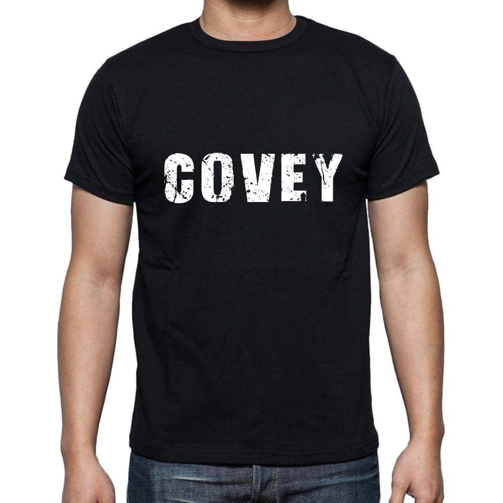 Covey Mens Short Sleeve Round Neck T-Shirt 5 Letters Black Word 00006 - Casual