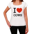 COWS, Love Animals, White, Women's Short Sleeve Round Neck T-shirt 00065