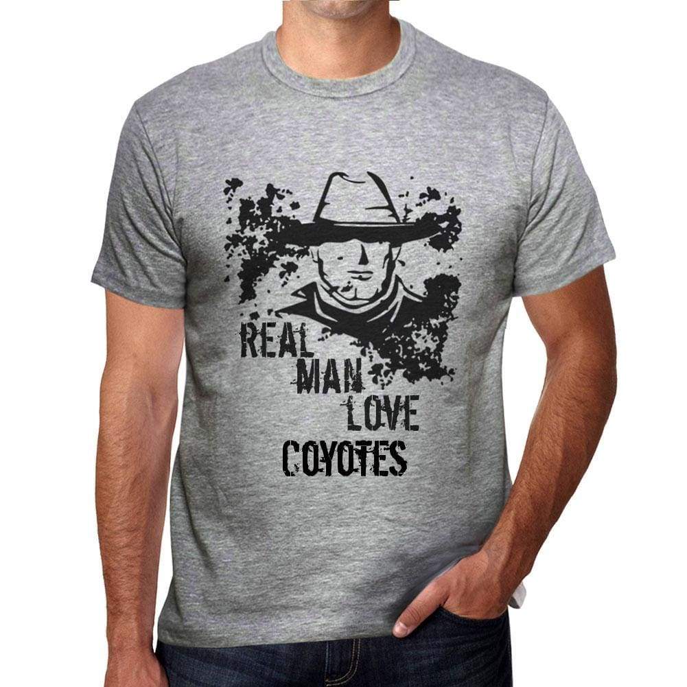 Coyotes Real Men Love Coyotes Mens T Shirt Grey Birthday Gift 00540 - Grey / S - Casual